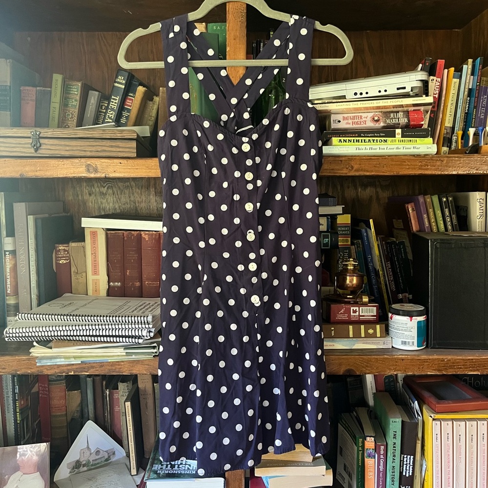 My Michelle Navy Polka Dot Romper